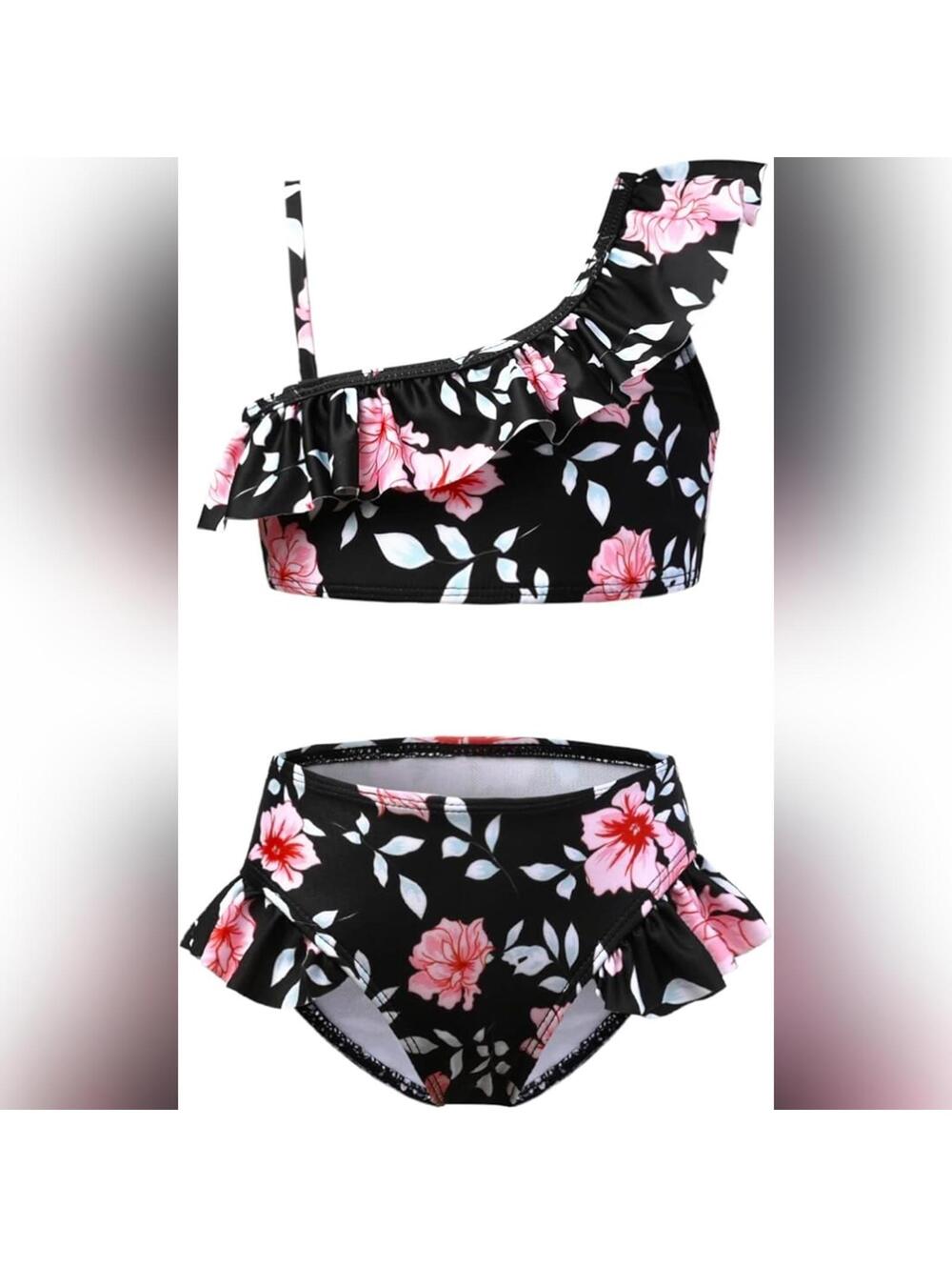 NWOT Childrenstar Girls Two Piece On Shoulder Swimsuit, 12-13 Yrs